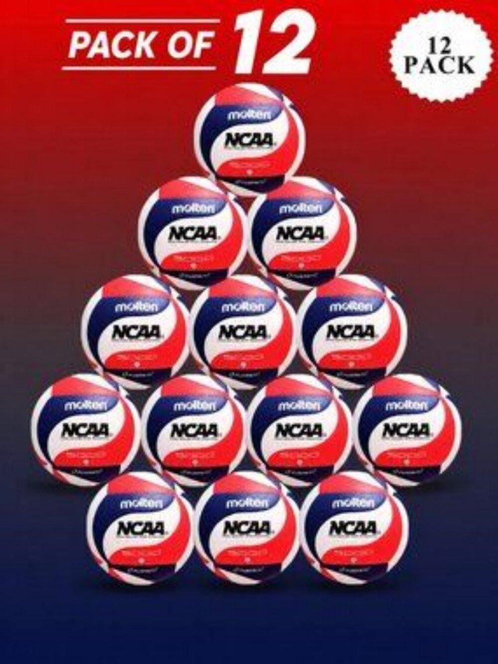 Molten V5M5000-3N Flistatec NCAA Volleyball Red/White/Blue Pack of 12